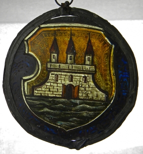 Glass window picture with crest of Hamburg Altona 17./ 18. cent.