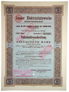 40 Teilschuldverschreibungen Jenaer Elektricit�tswerke AG