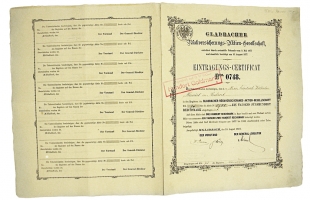 19 Namensaktien Gladbacher R�ckversicherungs-AG, 1500 RM