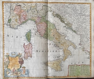 Kupferstichkarte Italia in suis status, Homann Erben, 1742