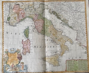 Kupferstichkarte Italia in suis status, Homann Erben, 1742