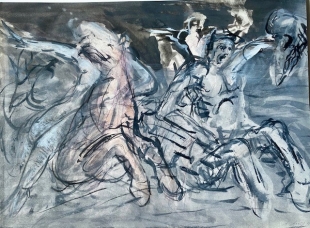 Aurelia Annus Zeichnung Gouache, Schlacht der Seeg�tter, 2007
