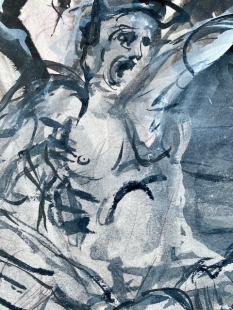 Aurelia Annus Zeichnung Gouache, Schlacht der Seeg�tter, 2007