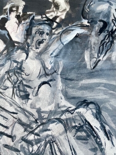 Aurelia Annus Zeichnung Gouache, Schlacht der Seeg�tter, 2007