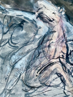 Aurelia Annus Zeichnung Gouache, Schlacht der Seeg�tter, 2007