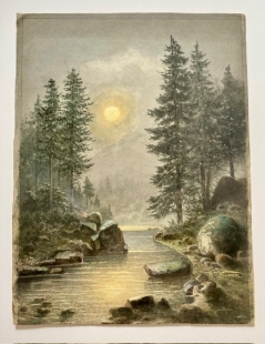 Hermann Kraemer Landschaft im Mondschein Aquarell 19. Jh.