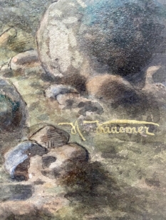 Hermann Kraemer Landschaft im Mondschein Aquarell 19. Jh.