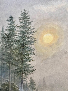 Hermann Kraemer Landschaft im Mondschein Aquarell 19. Jh.