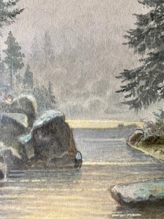 Hermann Kraemer Landschaft im Mondschein Aquarell 19. Jh.