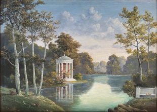 Albert Benois �lgem�lde Parklandschaft mit See 20. Jh.
