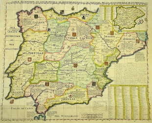 Kupferstich Karte Spanien & Portugal Chatelain 1721
