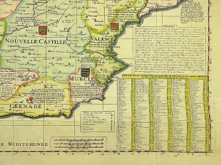 Kupferstich Karte Spanien & Portugal Chatelain 1721
