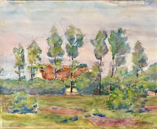Rudolf Uttecht Aquarell Ribnitz Ostsee 1955