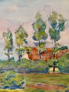 Rudolf Uttecht Aquarell Ribnitz Ostsee 1955