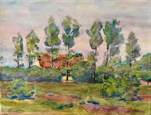 Rudolf Uttecht Aquarell Ribnitz Ostsee 1955