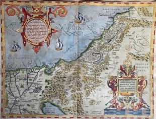 Abraham Ortelius Kupferstich Karte Pal�stina Heiliges Land 1595