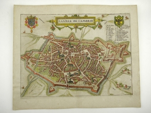 Cambrai Frankreich, Guicciardini kol. Kupferstich Karte 1609