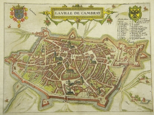 Cambrai Frankreich, Guicciardini kol. Kupferstich Karte 1609