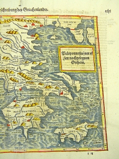 Griechenland Kreta Peloponnes Holzschnitt Karte Polybios 1574