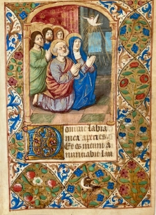 Stundenbuch Blatt Miniatur Malerei Pfingstwunder 1480