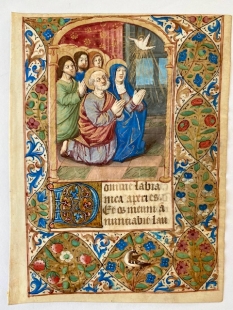 Stundenbuch Blatt Miniatur Malerei Pfingstwunder 1480