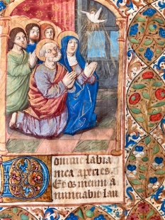 Stundenbuch Blatt Miniatur Malerei Pfingstwunder 1480