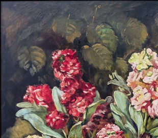 Oil painting still life with flowers by Alice Sommer, 1941