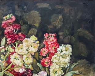 Oil painting still life with flowers by Alice Sommer, 1941