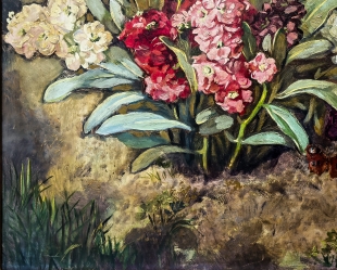 Oil painting still life with flowers by Alice Sommer, 1941
