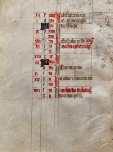 Manuscript leaf calender September Book of Hours Paris 1410