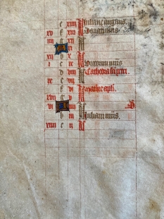 Manuskriptblatt Stundenbuch Kalendarium Februar Paris 1410