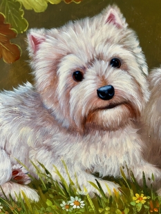 Siegmar Jugelt, oilpainting, 2 small terriers, 20th/21th century