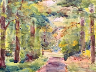 Rudolf Uttecht Watercolour Forest Leipzig-Connewitz 1957
