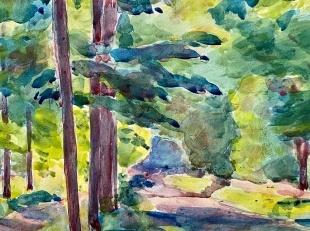Rudolf Uttecht Aquarell Leipzig Connewitz Linie Hirschplatz 1958