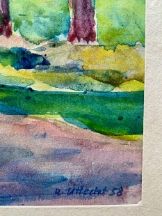 Rudolf Uttecht Aquarell Leipzig Connewitz Linie Hirschplatz 1958