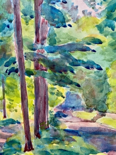 Rudolf Uttecht Aquarell Leipzig Connewitz Linie Hirschplatz 1958