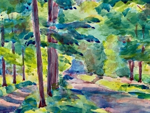 Rudolf Uttecht Aquarell Leipzig Connewitz Linie Hirschplatz 1958