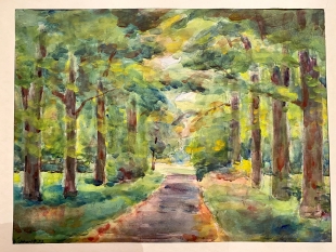 Rudolf Uttecht Aquarell Leipzig Connewitz, Waldweg 1957