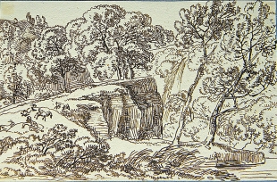 Franz Innocenz Kobell Federzeichnung Landschaftszeichnung 1800