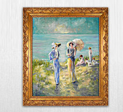 Brigitte Holzer an afternoon at the beach oil painting 20. cent