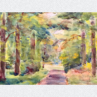 Rudolf Uttecht Aquarell Leipzig Connewitz, Waldweg 1957