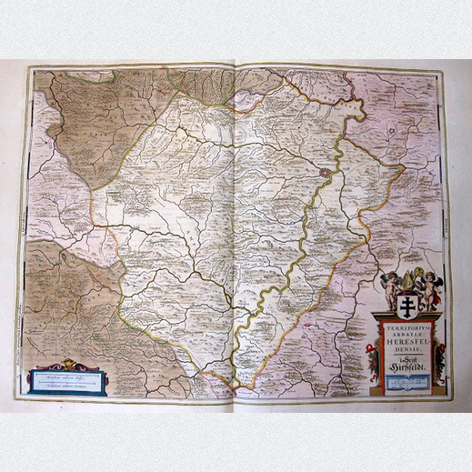 ABTEI HERSFELD HESSEN ALTKOL KUPFERSTICH KARTE GOLDH�HUNG BLAEU