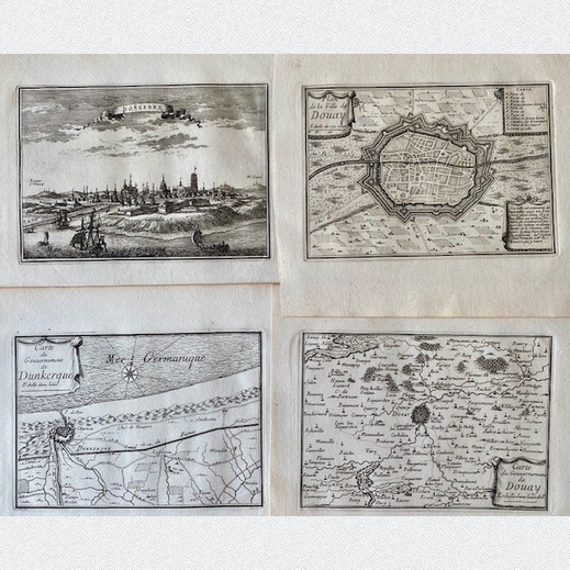 Dunkerque D�nkirchen Douai 4 Kupferstiche Paris Beaulieu 1665 A.