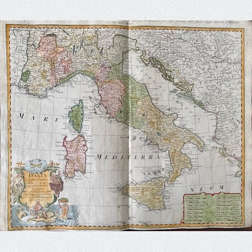 Kupferstichkarte Italia in suis status, Homann Erben, 1742