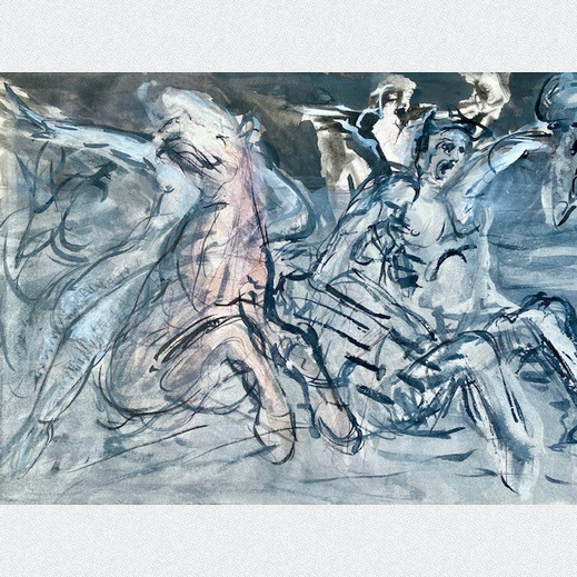 Aurelia Annus Zeichnung Gouache, Schlacht der Seeg�tter, 2007