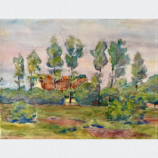 Rudolf Uttecht Aquarell Ribnitz Ostsee 1955