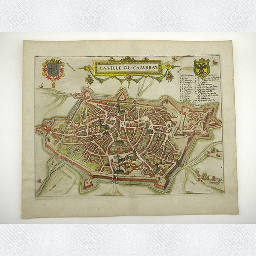 Cambrai Frankreich, Guicciardini kol. Kupferstich Karte 1609