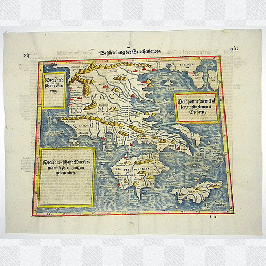 Griechenland Kreta Peloponnes Holzschnitt Karte Polybios 1574