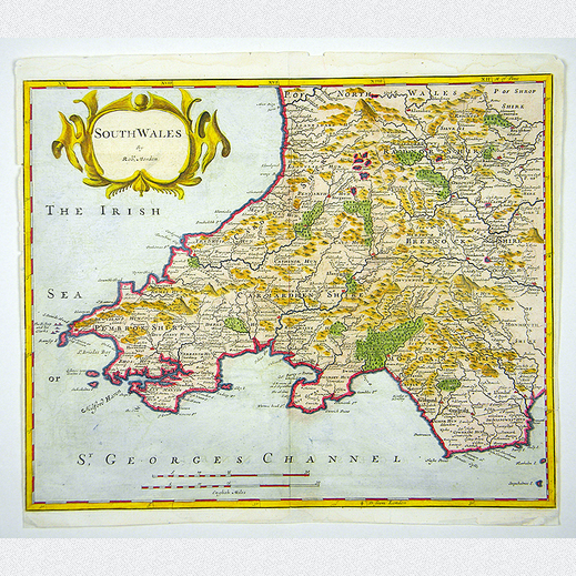 Robert Morden Kupferstich Karte S�dwales Ver. K�nigreich um 1750