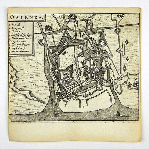 Ostende Plan Flandern Belgien Kupferstich Ansicht Christyn 1720
